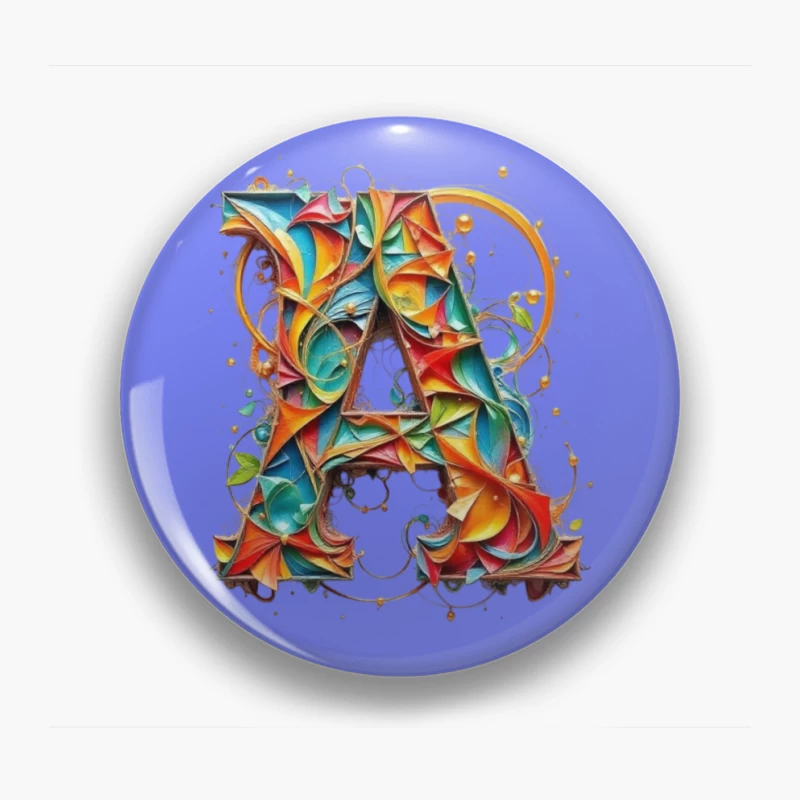 Vibrant Paper Quilled Letter A Typography Art Pin