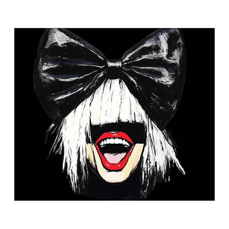 Pop Art Portrait with Oversized Bow and Bold Red Lips Tapestry