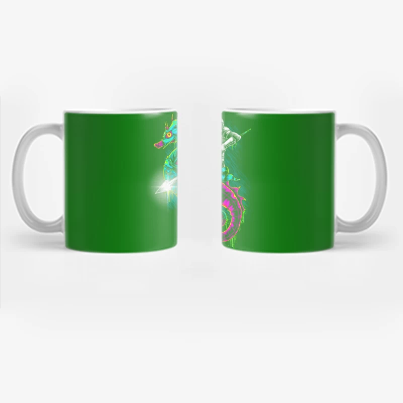 Knight Riding a Colorful Seahorse Coffee Mug