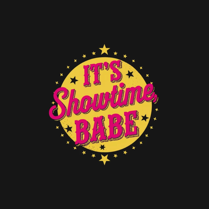Retro Showtime Babe: Pink and Yellow Starry Motivational Typography Mouse Pad