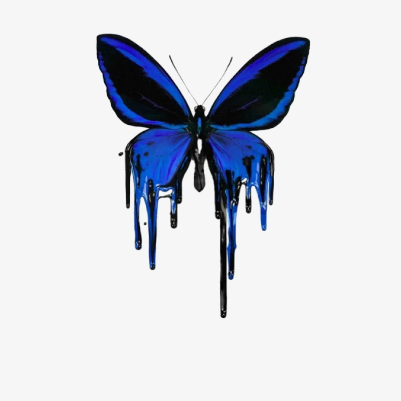 Blaue Schmetterling mit Tropfen-Effekt Damen Langarm T-Shirt