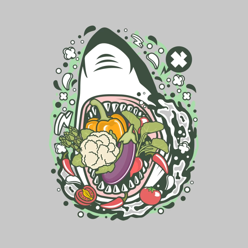 Requin végétarien gourmand Homme Manches Longues T-Shirt