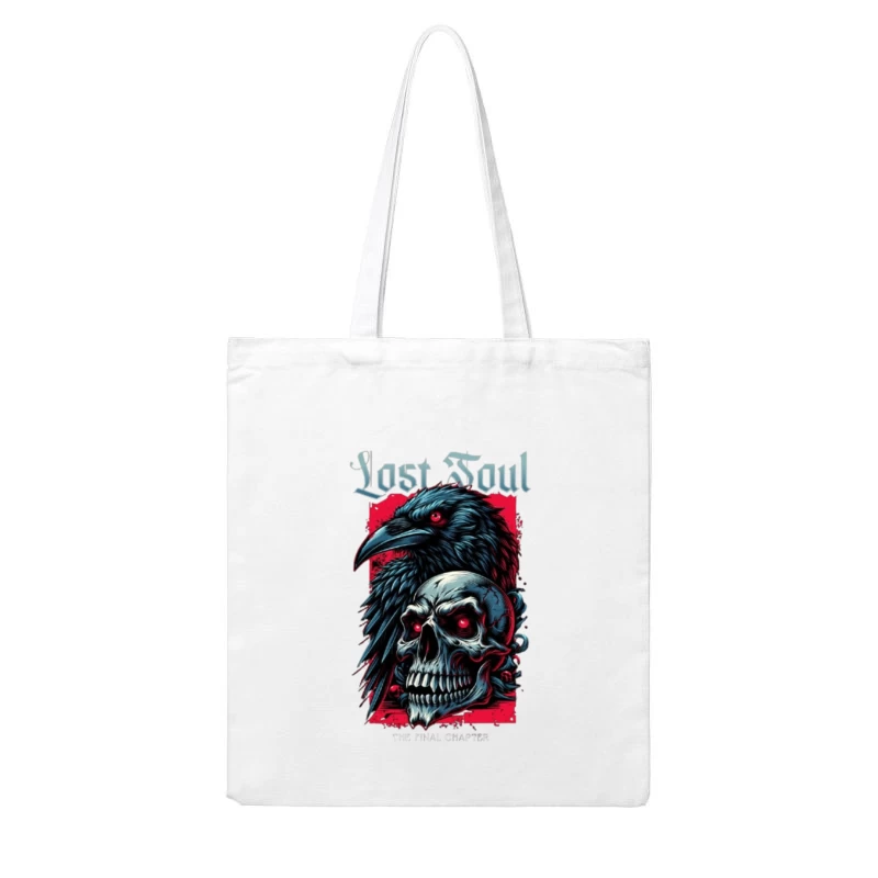 Lost Soul: Gothic Raven and Skull Dark Fantasy Illustration Cotton Tote Bag