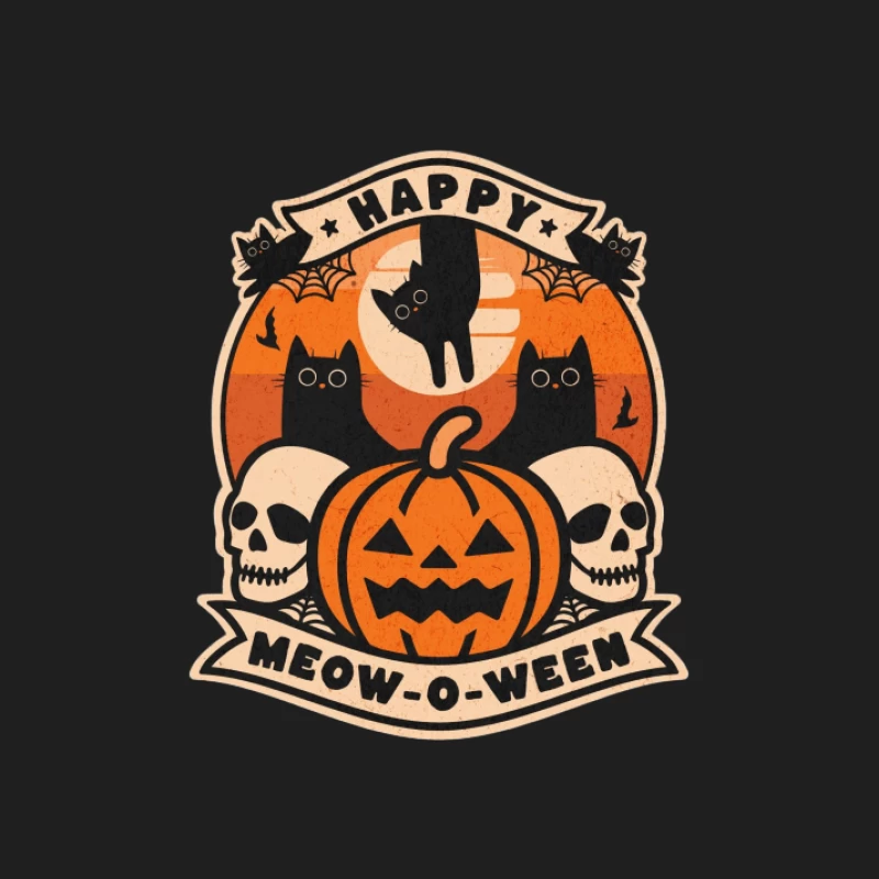 Fröhliches Meow-o-ween mit Kürbissen und Katzen Herren Tanktops