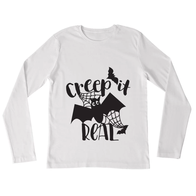 Halloween: Chauve-souris et Toile Effrayante Femme Manches Longues T-Shirt