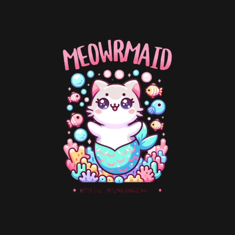 Kawaii Meowrmaid Katze Illustration Herren T-Shirt