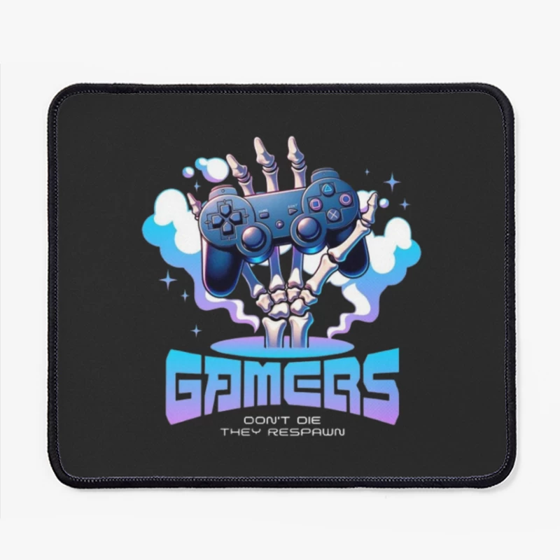 Skeletal Gamer's PlayStation Controller Art in Blue Mouse Pad