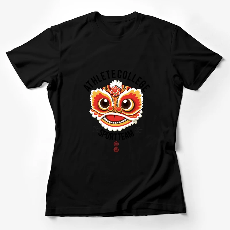 Chinesischer Löwenkopf Illustration Damen T-Shirt