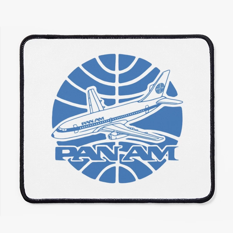 Vintage Pan Am Airlines Blue Globe Logo with Aircraft Design Mouse Pad