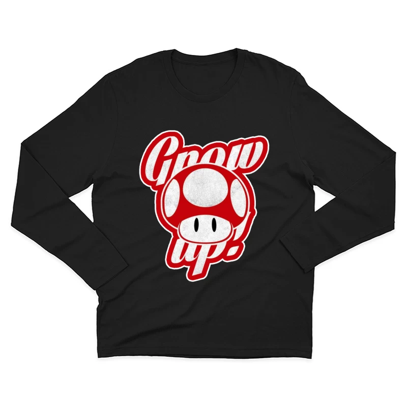 Retro Nintendo Super Mario Mushroom "Grow Up" Design Male Long Sleeve T-Shirt