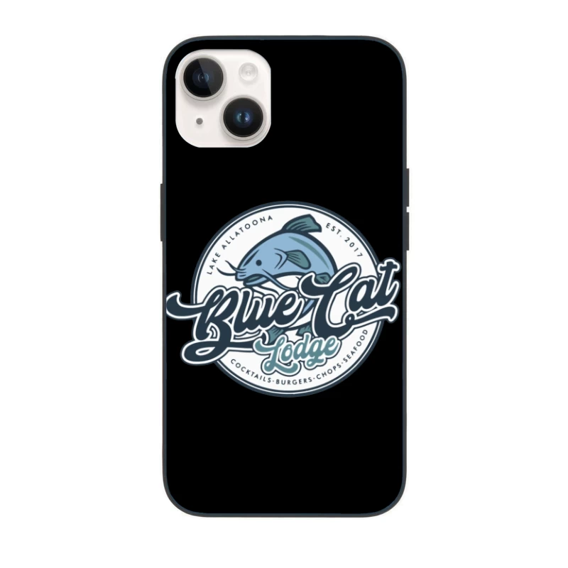 Blue Cat Lodge Restaurant & Bar Vintage Logo Design iPhone Case