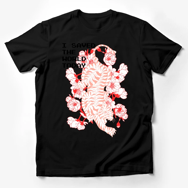 Tigre blanc et fleurs Homme T-Shirt