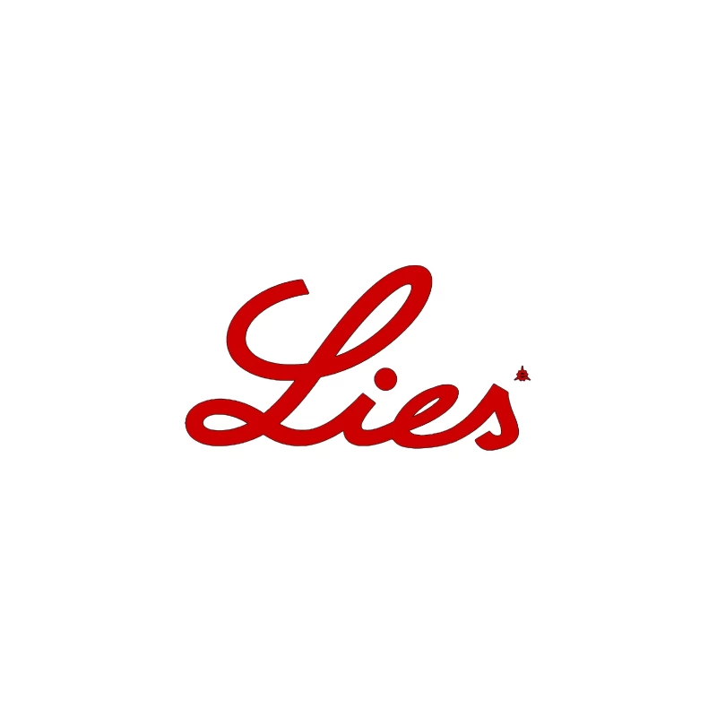 Red Cursive "Lies" Typography Logo Coffee Mug