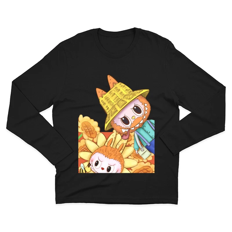 Sonnenblumenfiguren mit Strohhut Herren Langarm T-Shirt