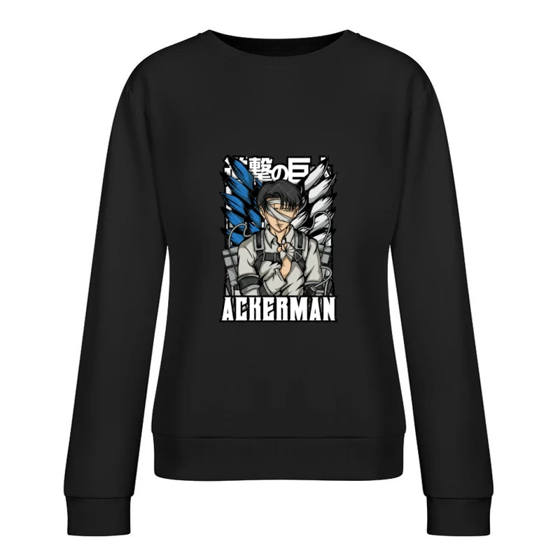 Anime Charakter mit Flügel, Blau und Grau Design Damen Pullover Sweatshirt