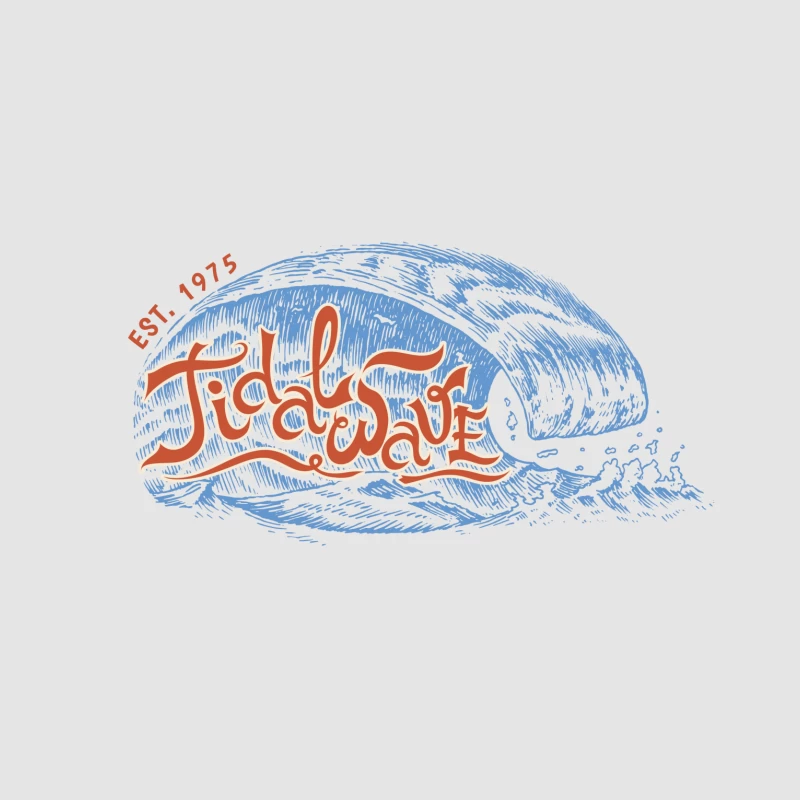 Tidal Wave Logo mit Wasserwelle Herren Pullover Hoodie