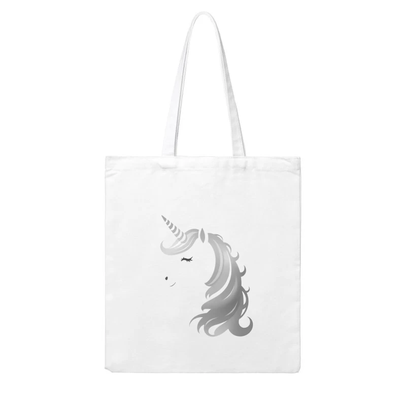 Minimalist Grayscale Unicorn Fantasy Illustration Cotton Tote Bag