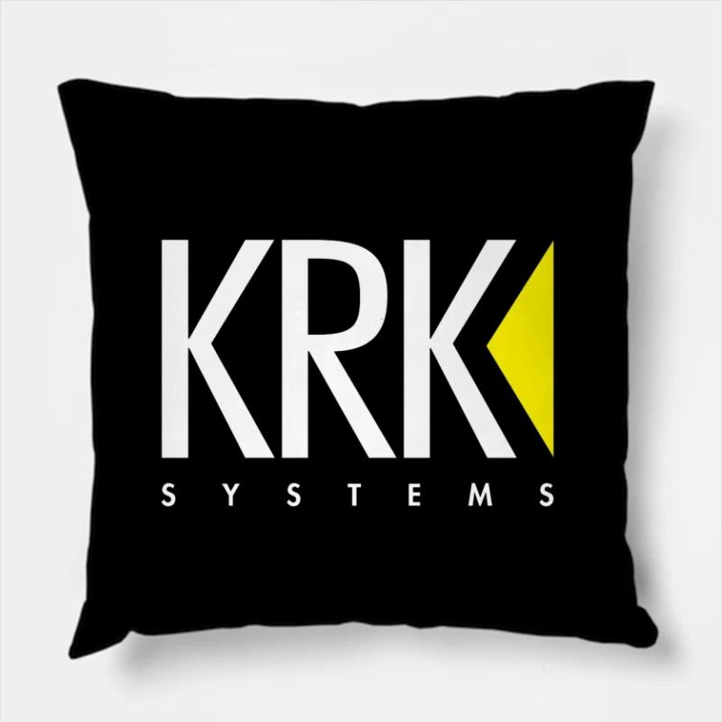 KRK Systems Minimalist Logo Design with Yellow Accent Throw Pillow