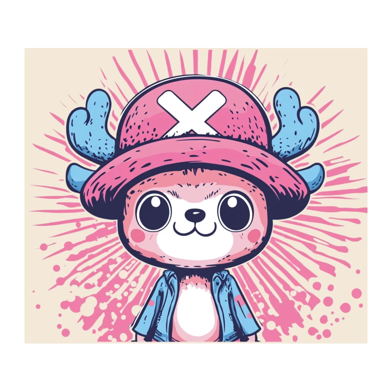 Cute Kawaii One Piece Chopper Character Illustration Tapestry