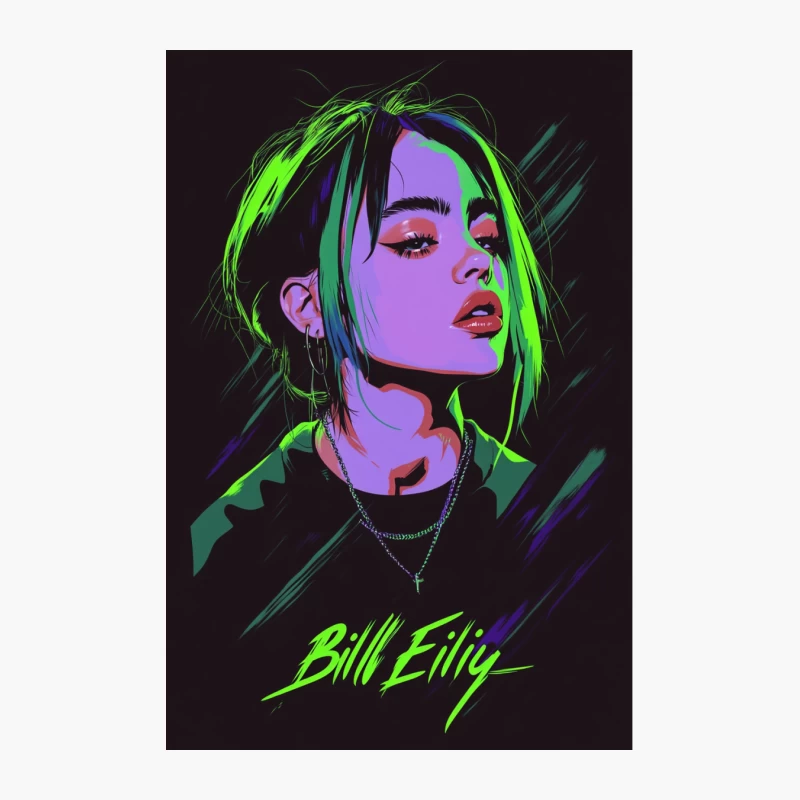 Neon Pop Art Portrait of Music Artist with Vibrant Green Hair Cotton Tote Bag