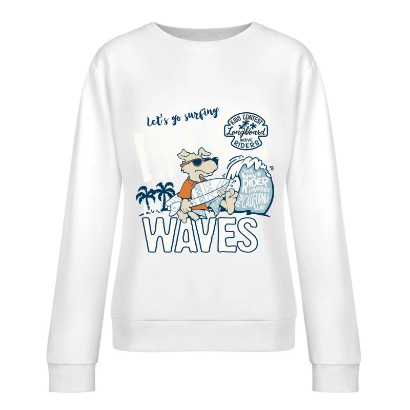 Hund Surfen Wettbewerb Kalifornien 1968 Damen Pullover Sweatshirt
