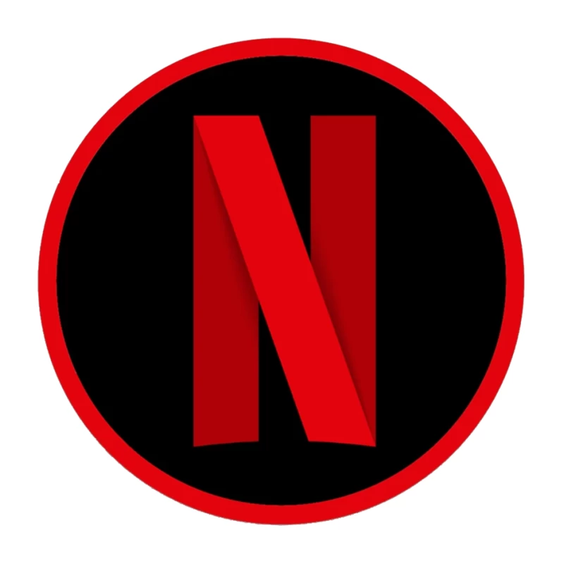 Netflix Streaming Service Logo in Red and Black Circle Pin