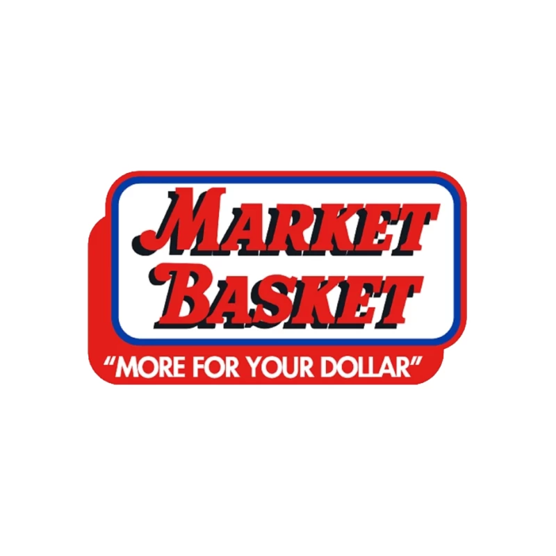 Vintage Market Basket Supermarket Logo with Slogan "More For Your Dollar" Pin