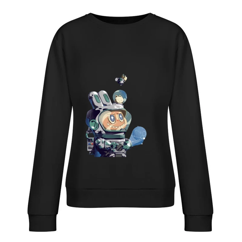 Roboter im Weltraumanzug mit Eichhörnchen Damen Pullover Sweatshirt