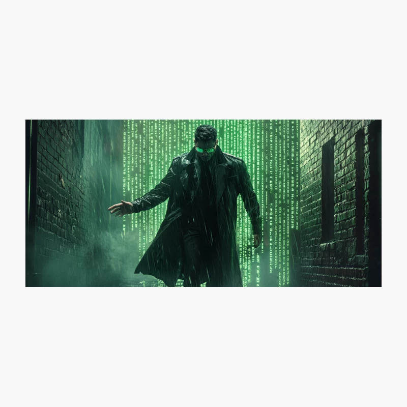 The Matrix Cyberpunk Scene: Digital Rain in a Dark Alley Coffee Mug