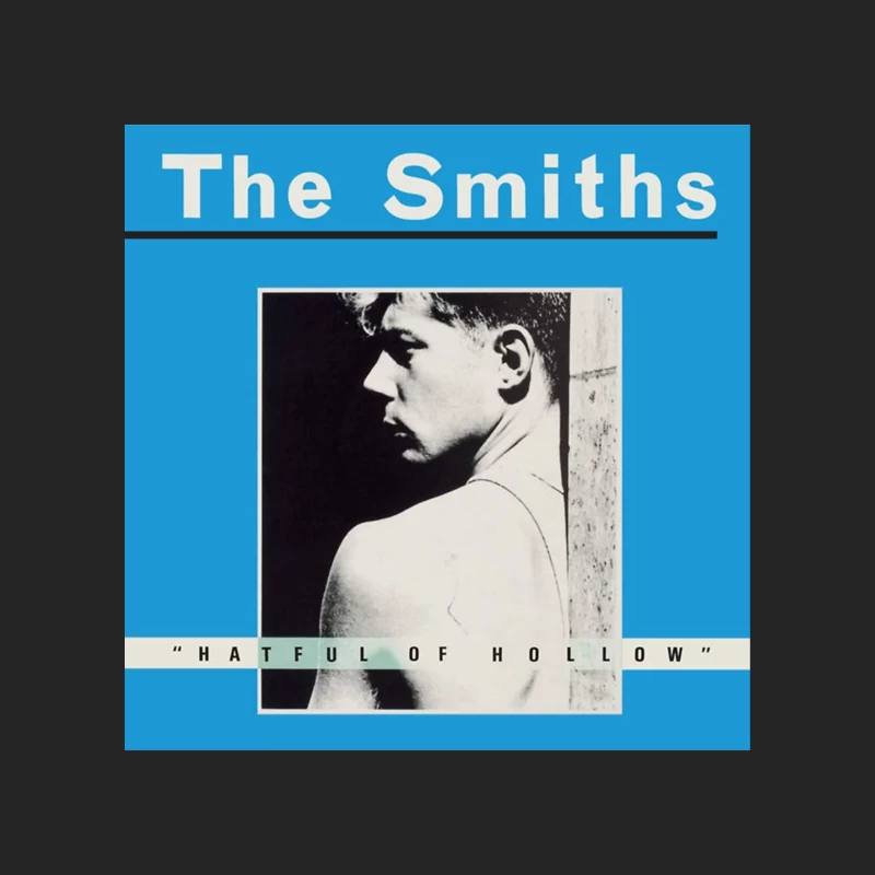 The Smiths "Hatful of Hollow" Album Cover with Black and White Portrait on Blue Background Male Pullover Sweatshirt