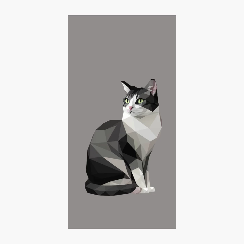 cat geometric low poly digital art monochrome pet animal iPhone Case