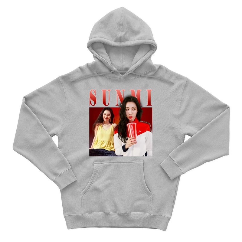 Two Young Women in Contrasting Yellow and Red Sporty Fashion Shoot Male Pullover Hoodie