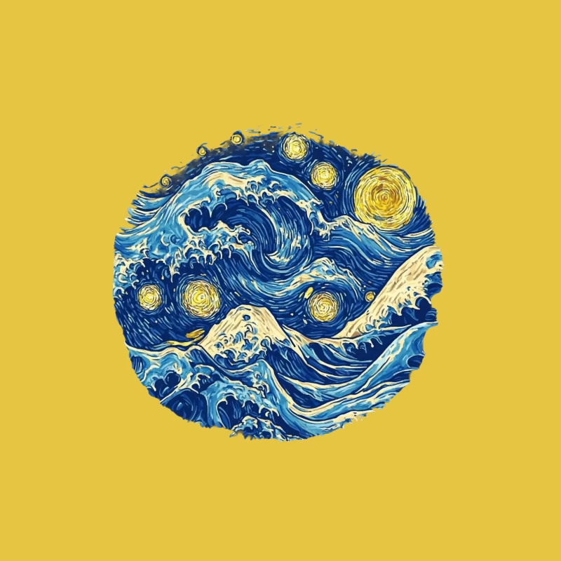 Starry Night Ocean: A Van Gogh-Inspired Circular Seascape Female T-Shirt