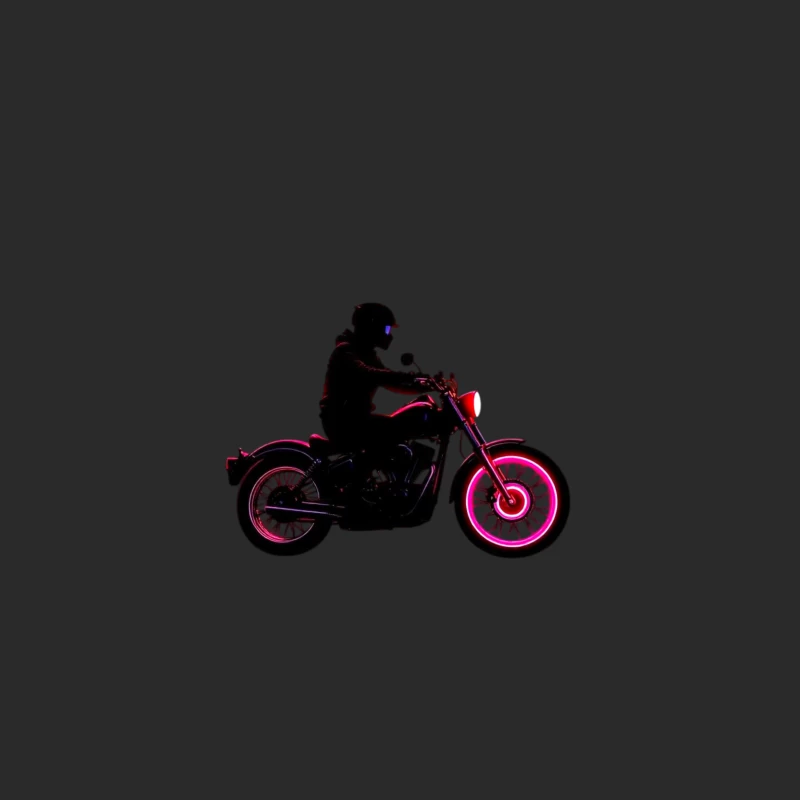 Silhouetted Motorcycle Rider with Neon Red Accents Baseball Cap