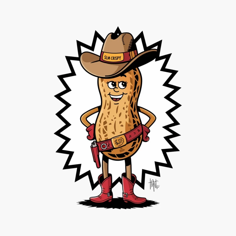Cowboy Peanut Mascot: Slim Crispy's Nutty Adventure Cotton Tote Bag
