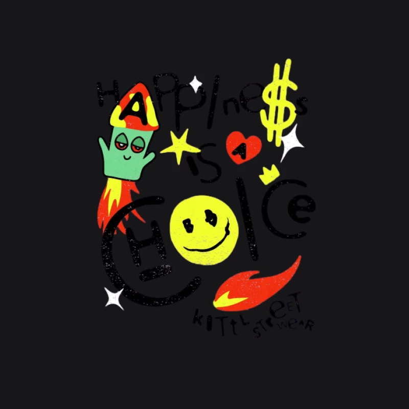 Art Abstrait avec Smiley et Fusée Homme Sweat à capuche
