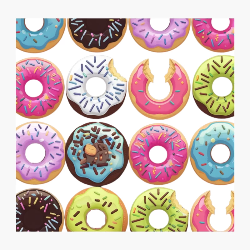 Colorful Array of Frosted Donuts with Sprinkles Throw Pillow
