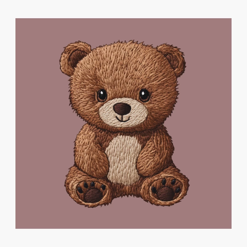 Adorable Brown Embroidered Teddy Bear Plush Toy Throw Pillow