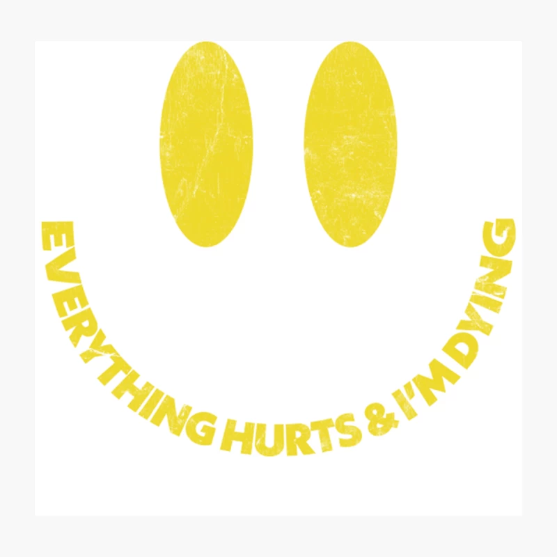 Yellow Smiley Face with Emotional Typography Throw Pillow