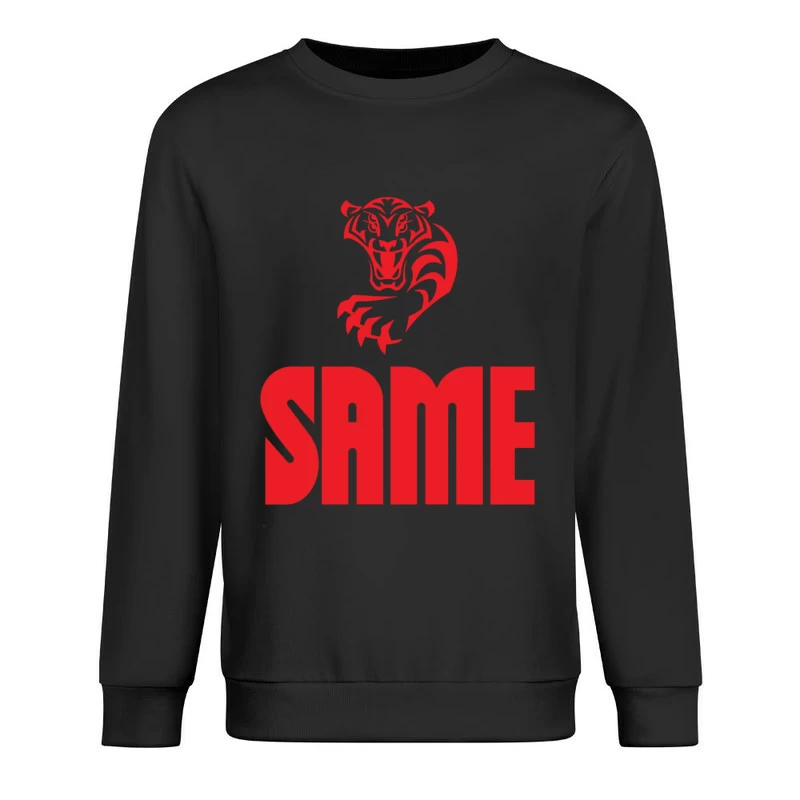 Red Tiger Sports Logo with SAME Text Male Pullover Sweatshirt