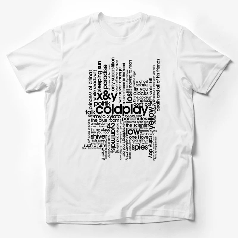 Coldplay Songs Word Cloud Typography Art Male T-Shirt