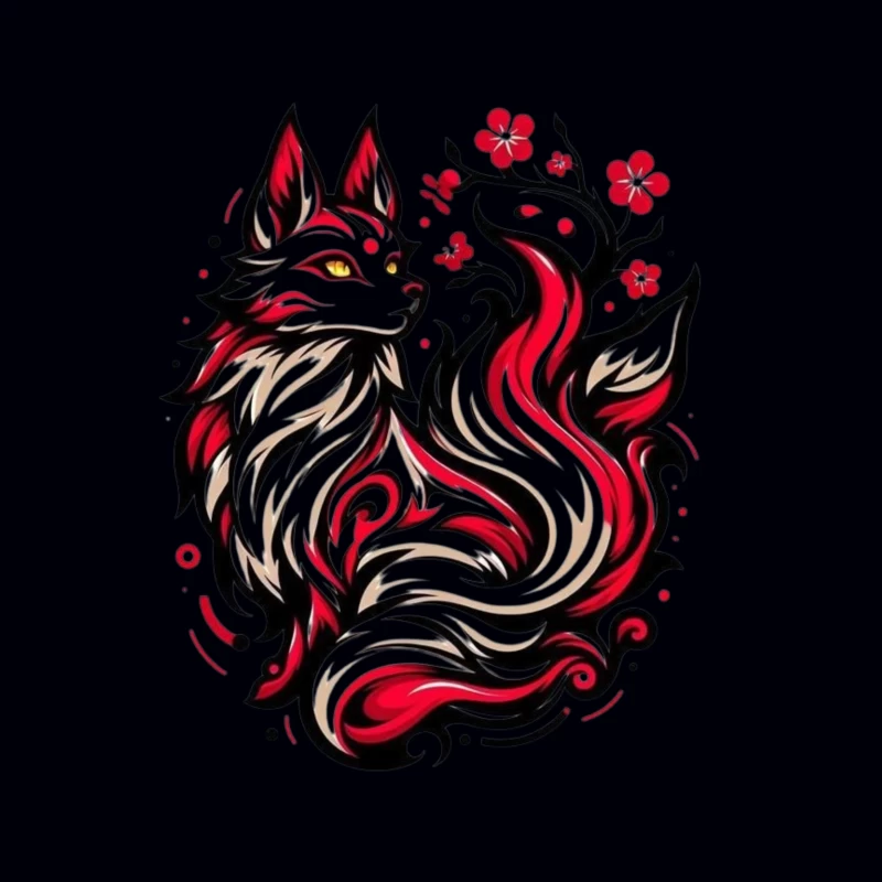 Artistic Fox Design Throw Pillow