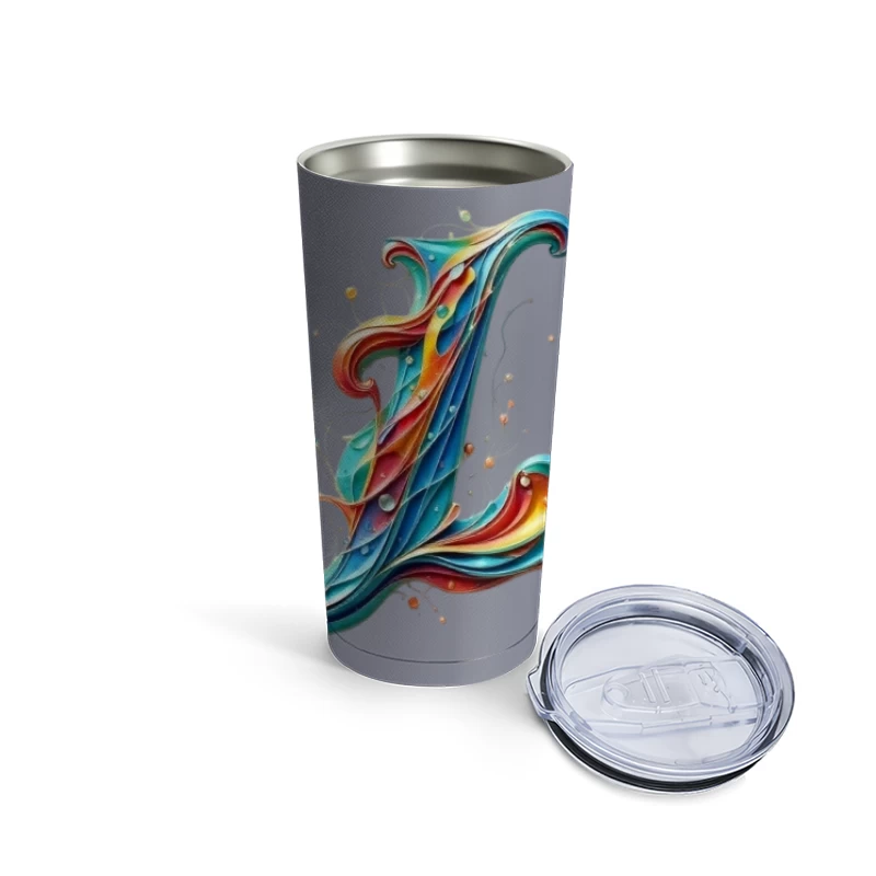 Ornate Quilling Typography: Colorful Letter L Design Travel Mug