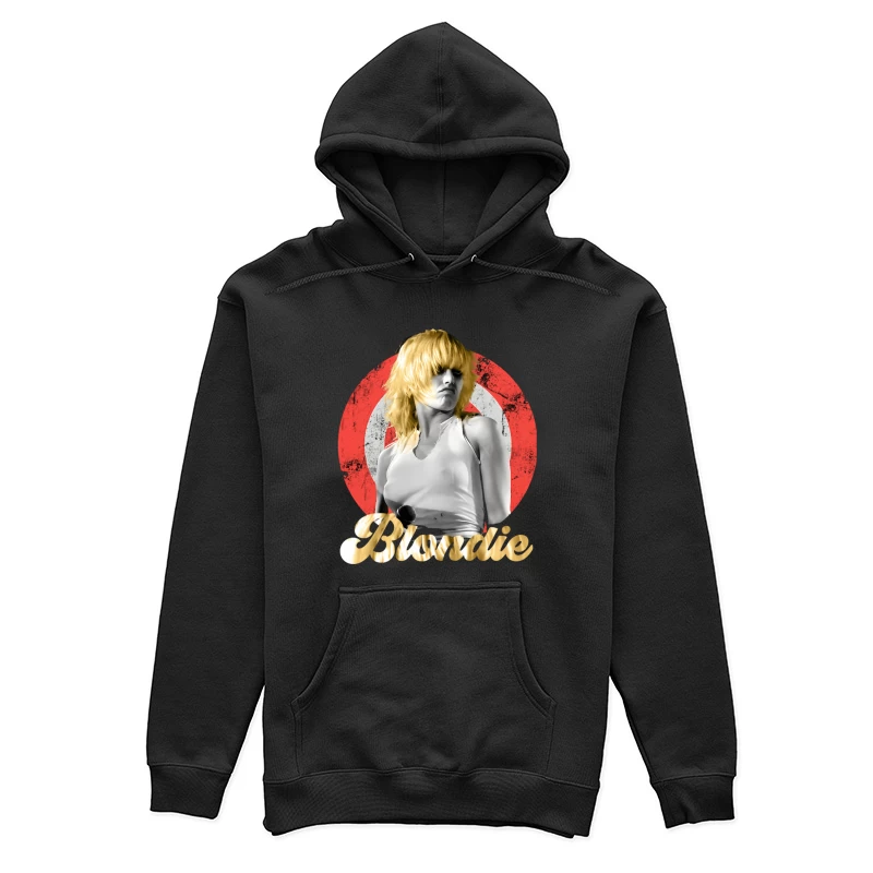 Stylized Music Portrait with Red Circle Backdrop Female Pullover Hoodie