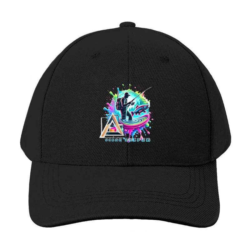 Vibrant Ocean Sport Fisher Abstract Art Design Baseball Cap