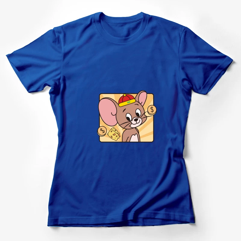 Niedliche Maus mit Kappe und Käse Damen T-Shirt