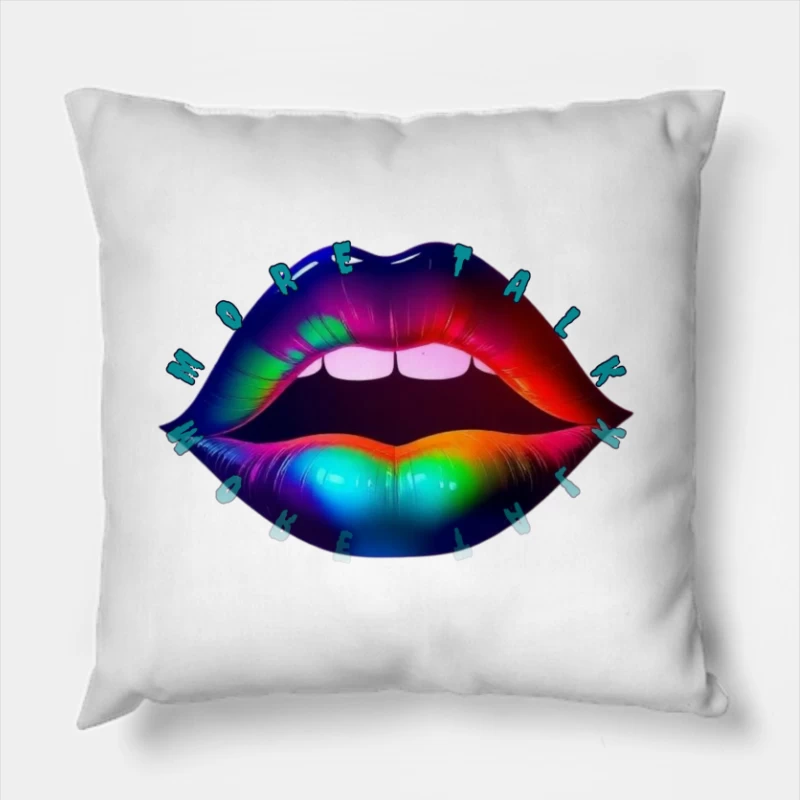 Rainbow Pierced Lips Pop Art Design Throw Pillow