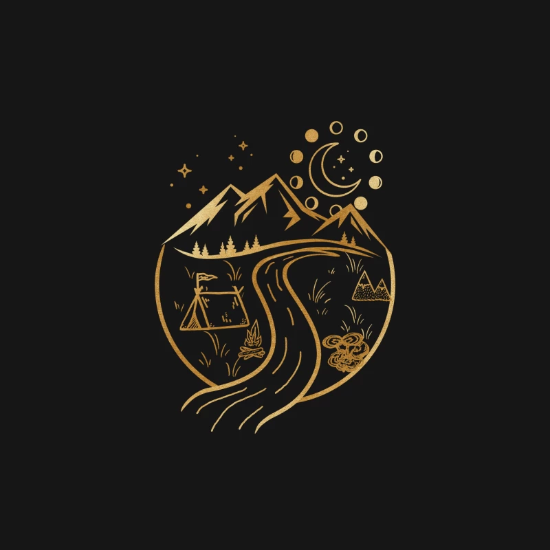 Berglandschaft bei Nacht mit Zelt und Fluss Herren Langarm T-Shirt