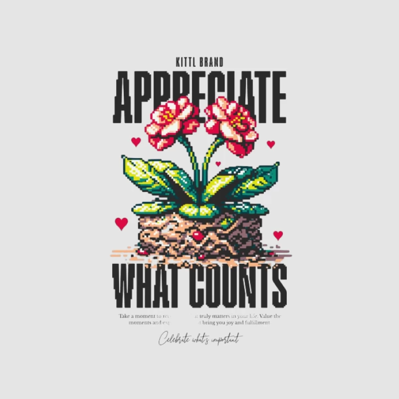Art Pixel de Fleurs avec Message Inspirant Homme Sweat à capuche