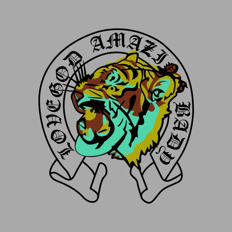 Tigerkopf Design mit Schriftzug Herren Pullover Hoodie